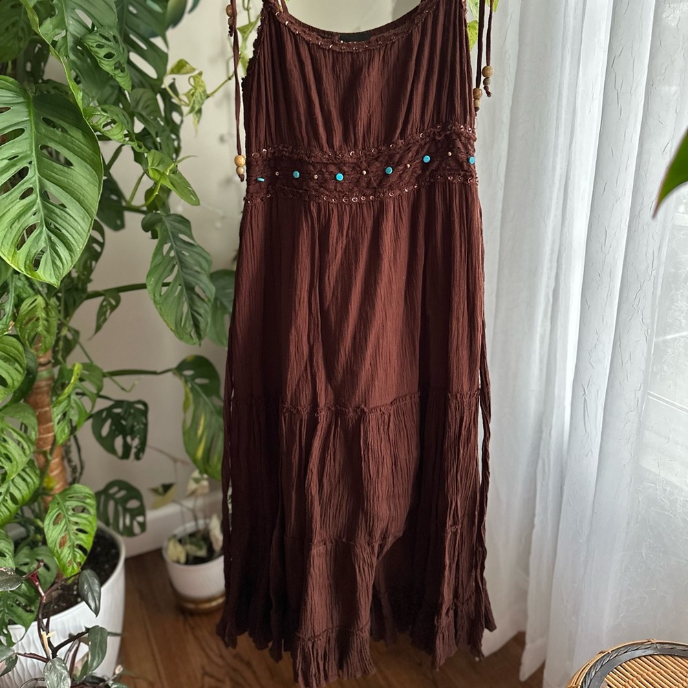 A List By Wrapper Brown Bohemian Dress